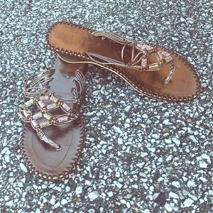 ❤️Metallic Beaded Flip Flops by Lena Luisa